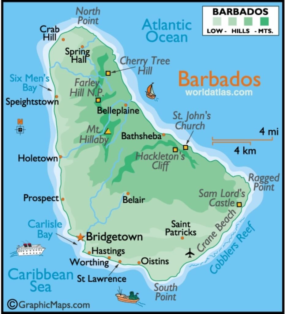 image of Barbados map